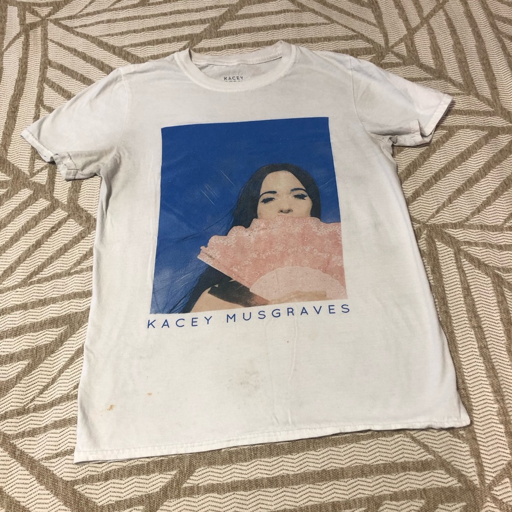 Kacey Musgraves Graphic Tee - White with Blue & Pink Print